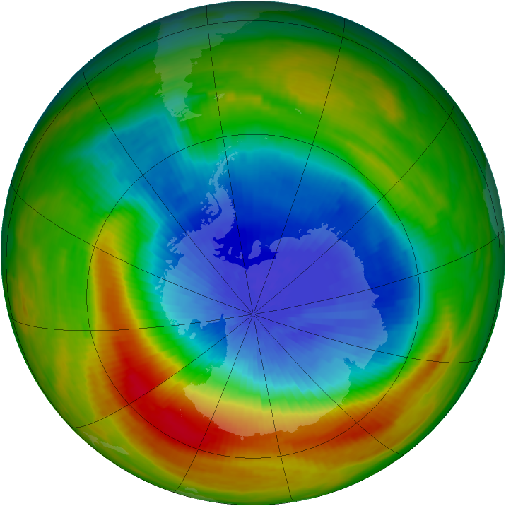 Antarctic ozone map for 10 October 1983